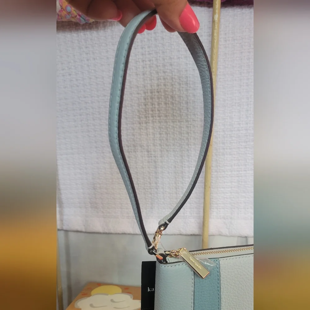 kate spade Two-Tone Light Blue Leather Clutch Bag - Picture 5 of 10